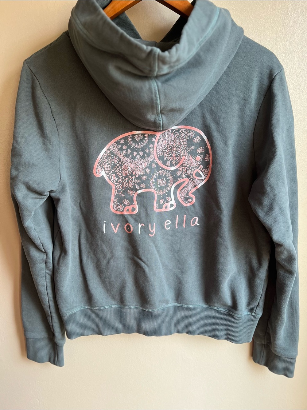 Ivory Ella Women’s Small Blue Gray Pink Paisley Elephant Pullover Hoodie - Picture 1 of 8